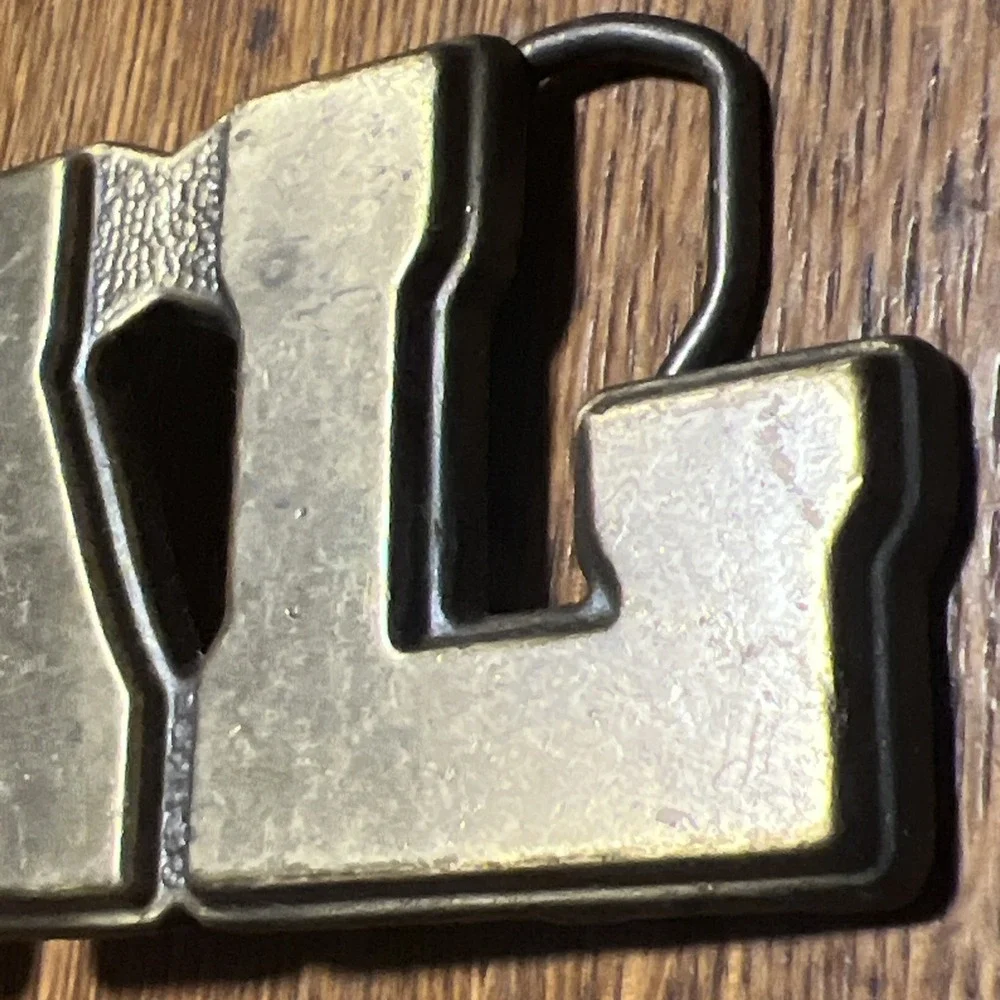 Vintage AL Name Belt Buckle Bronze Brass Metal Lettering MBCI SouthAttleboro,MA